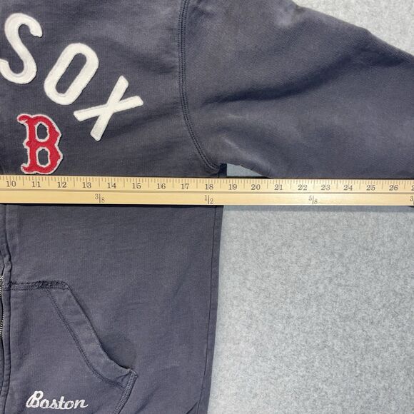 47 Brand Banner MLB Boston Red Sox Zip Up Hoodie Women’s Medium Blue Distressed - Picture 8 of 11